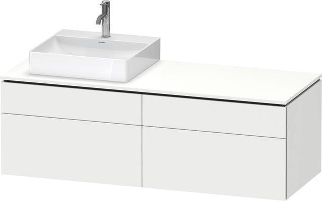 Duravit L-Cube Waschtischunterbau 1420 mm taupe supermatt links – wandhängend mit Tip-On