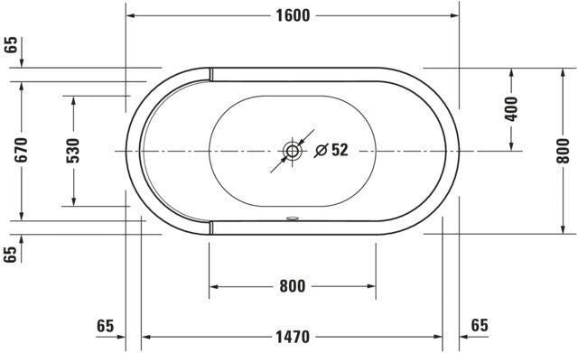 DURAVIT Starck Freistehende Badewanne Oval 1600x800 mm Weiß mit Acrylverkleidung