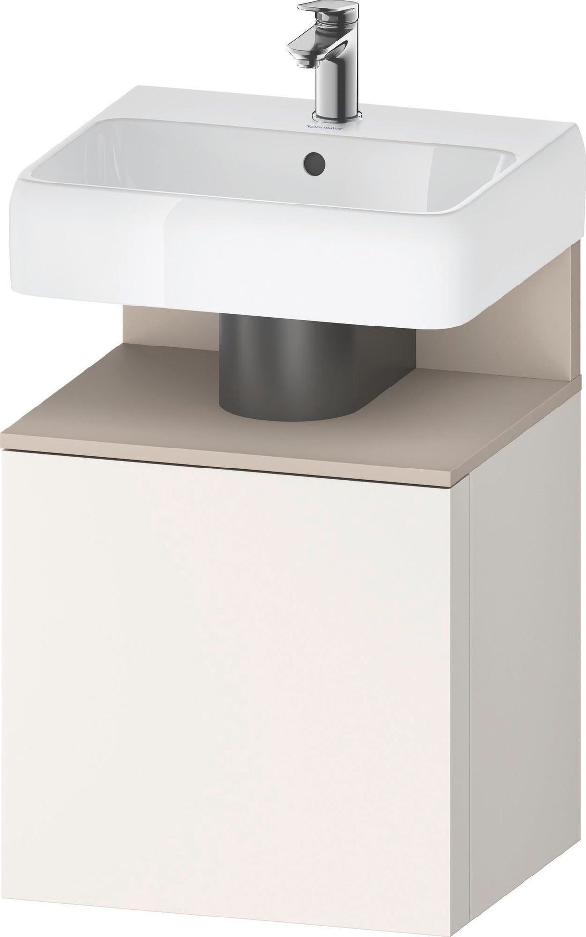 DURAVIT Qatego Waschtischunterbau 490 mm wandhängend, 1 Tür links, Weiß Matt mit Eiche Schwarz Nische