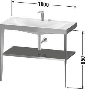 Duravit XViu c-bonded Waschtischset 1000 mm mit Metallkonsole, weiß hochglanz / schwarz matt – inkl. Waschschüssel