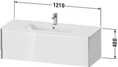 Duravit Waschtischunterbau XVIU 1210x400x480mm mit Einrichtungssystem Nussbaum mitte