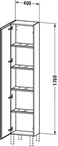 Duravit Hochschrank L-Cube 1760 mm Eiche Natur, 1 Tür rechts, wandhängend, Soft-Close