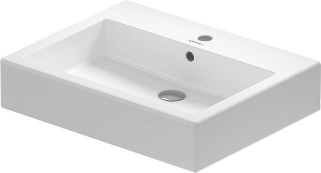 Duravit Waschtisch Vero 600 mm mit Überlauf, 1 Hahnloch, geschliffen, weiß