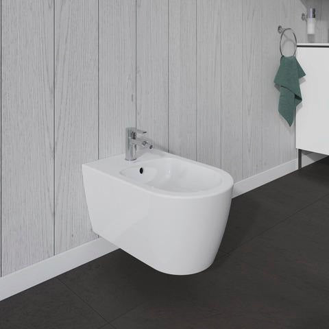 DURAVIT Wand-Bidet ME by Starck 570 mm weiß seidenmatt mit Überlauf und 1 Hahnloch