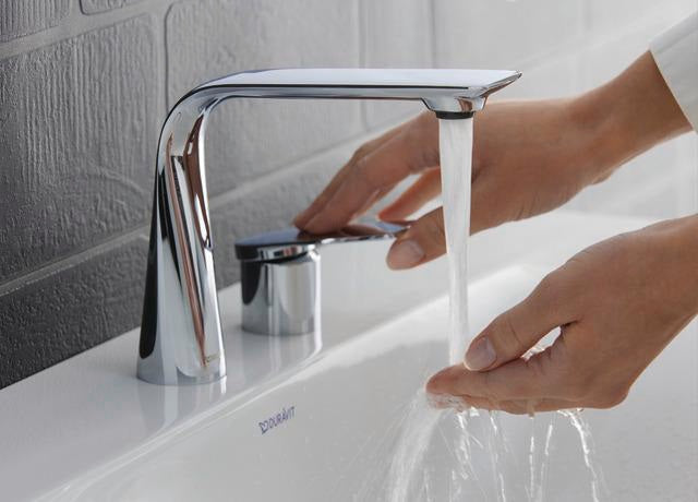 Duravit D.1 2-Loch Waschtischarmatur Chrom mit Keramikmischsystem und 148 mm Ausladung