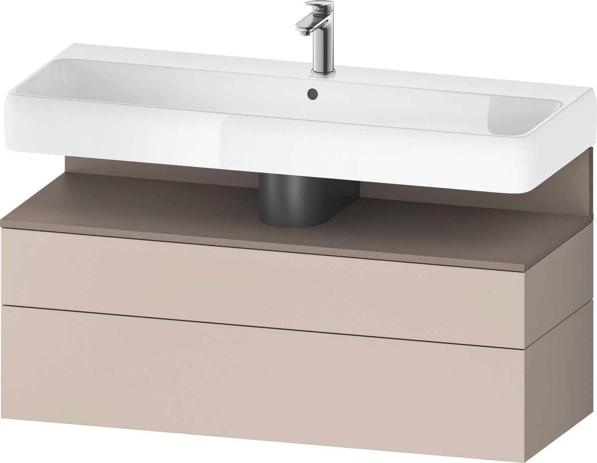 Duravit Qatego Waschtischunterbau 1190 mm – Weiß Matt mit Eiche Schwarz Nische, 1 Auszug, LED