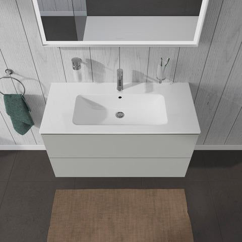 Duravit L-Cube Waschtischunterbau 1020 mm taupe matt – wandhängend, 2 Schubkästen, Tip-On
