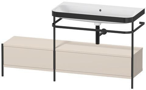 Duravit Waschtischset Happy D.2 Plus 1600x490mm Taupe Supermatt – Einrichtungssystem Ahorn rechts, bodenstehend