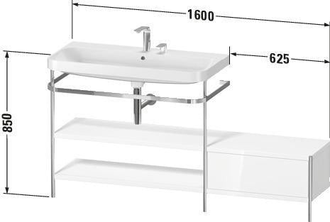 Duravit Happy D.2 Plus Waschtischunterbau 1600 mm mit Metallkonsole und Möbelwaschtisch