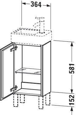 Duravit L-Cube Waschtischunterbau 582x364x241mm betongrau matt, Anschlag links, 1 Tür