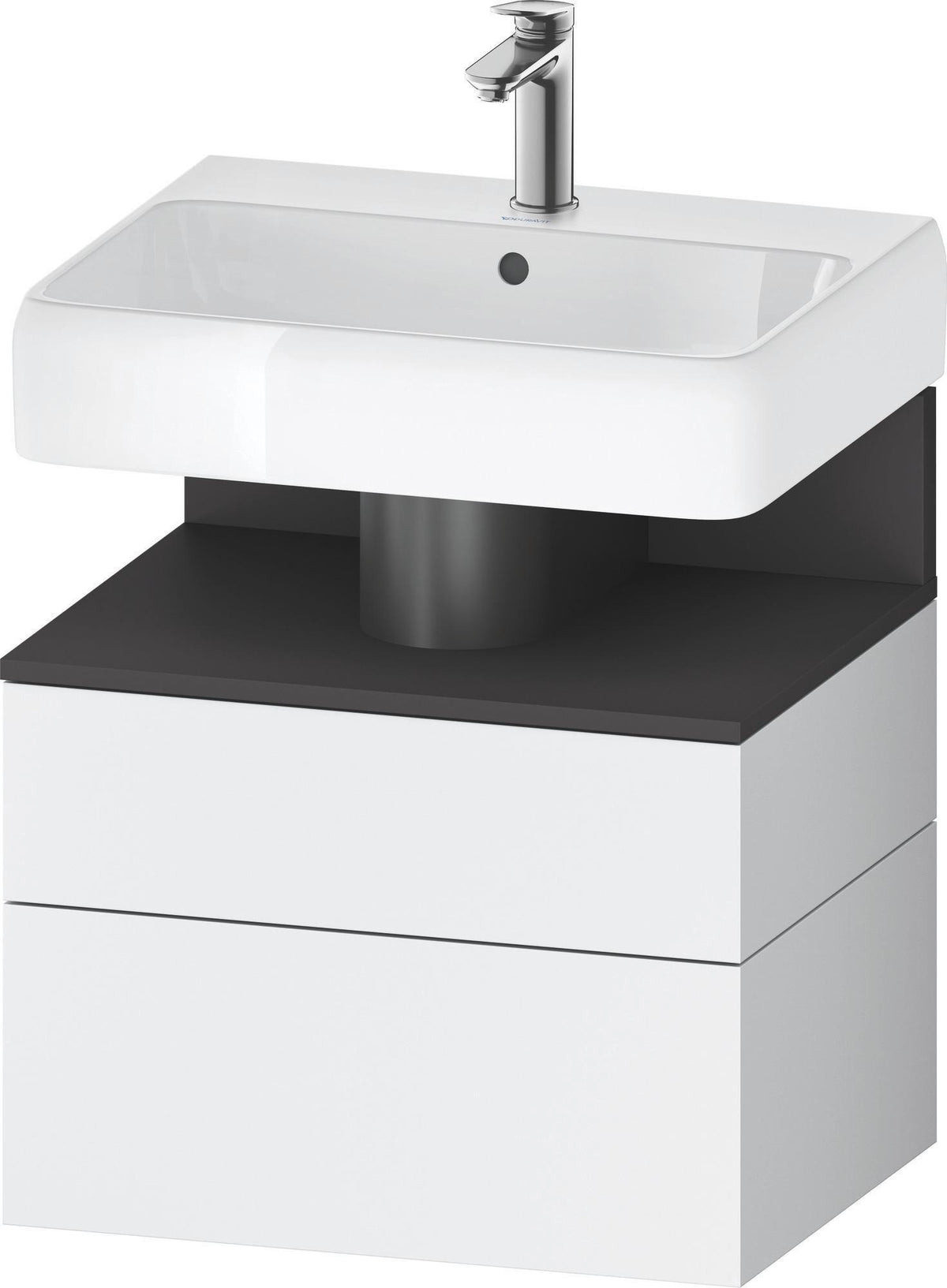 DURAVIT Qatego Waschtischunterbau 590 mm wandhängend, 1 Auszug, weiß Hochglanz, Nische Eiche Schwarz