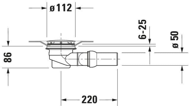 DURAVIT Duschwannenablauf Universal | Abgang waagerecht | DN 50 | chrom