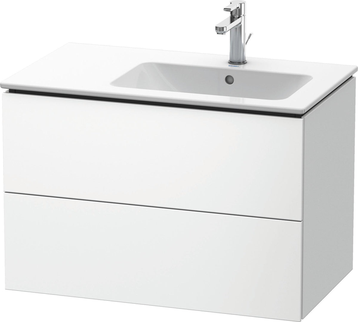 DURAVIT L-Cube Waschtischunterbau 820 mm wandhängend, 2 Schubkästen, Becken rechts, Betongrau Matt