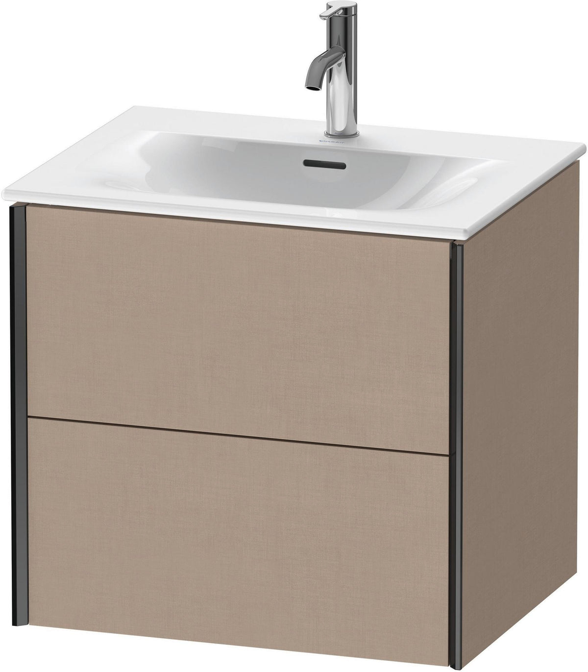 Duravit XViu Waschtischunterbau wandhängend 610 mm, 2 Schubkästen, champagner matt/leinen – mit Tip-On-Technik