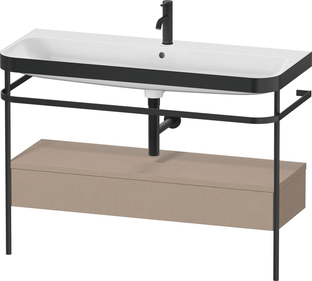 Duravit Happy D.2 c-bonded Waschtischset 1175 mm mit Metallkonsole & Schubkasten in Taupe