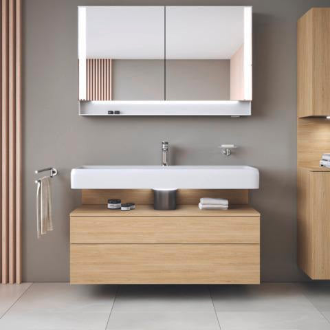 DURAVIT Qatego Hochschrank 400 mm, 2 Türen, weiß Hochglanz, Eiche Schw. Matt