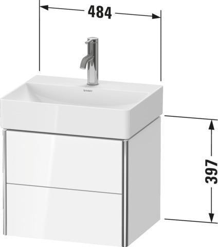 DURAVIT XSquare Waschtischunterbau wandhängend, 2 Schubkästen, Dolomiti Grey Hochglanz