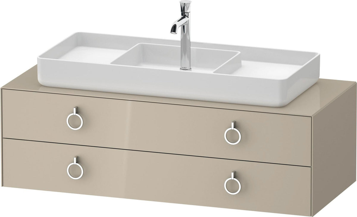 Duravit White Tulip Waschtischunterbau 1300 mm Nussbaum mitte, weiß seidenmatt, LED