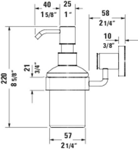 DURAVIT D-Code Seifenspender mit Glasflakon und verchromtem Messinghalter für Wandmontage