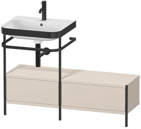 Duravit Waschtischset Happy D.2 Plus 1200x490mm Taupe Supermatt mit Hahnloch und Handtuchhalter