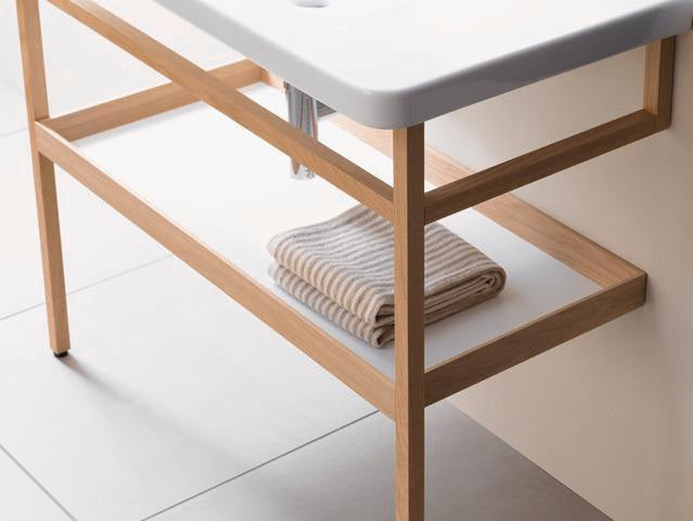 DURAVIT DuraStyle Möbel-Accessoire mit Ablage & Handtuchhalter 440x940x805 mm Weiß Matt/Eiche Massiv