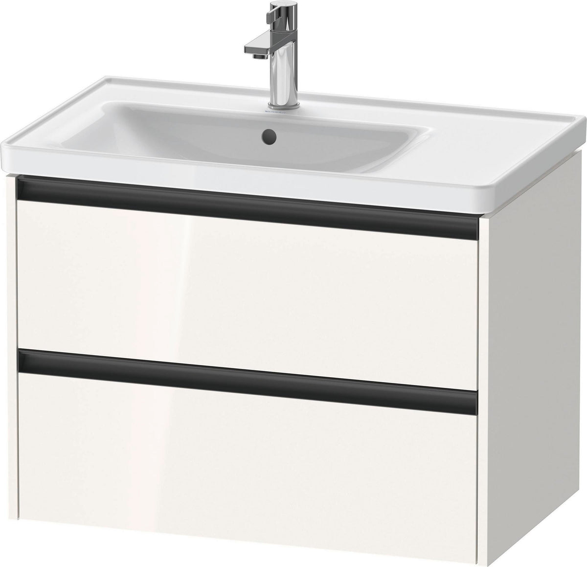 Duravit Ketho.2 Waschtischunterbau 784 mm betongrau matt mit 2 Schubkästen und Becken links