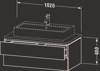 Duravit L-Cube Konsolenwaschtischunterbau 1020 mm betongrau matt mit 2 Schubkästen und Tip-On-Technik