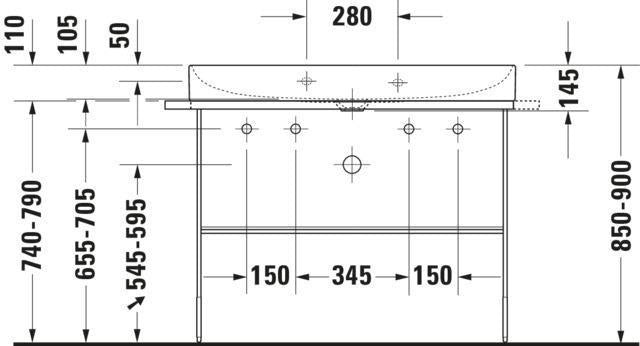 Duravit DuraSquare Metallkonsole höhenverstellbar mit Handtuchhalter links/rechts Chrom