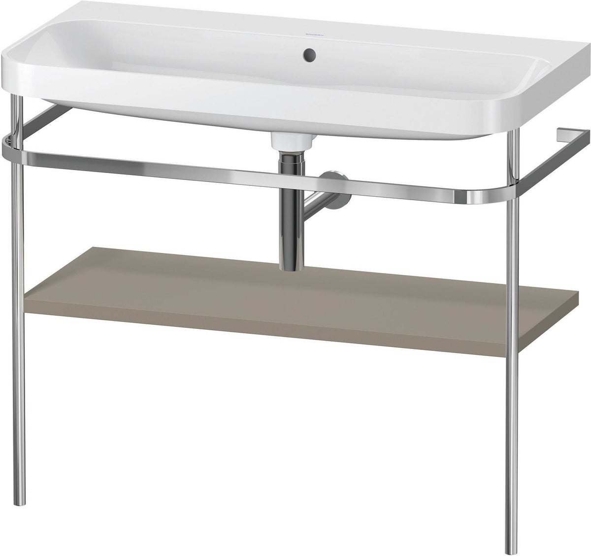 Duravit Happy D.2 c-shaped Waschtischset mit Metallkonsole, 975 mm, Taupe