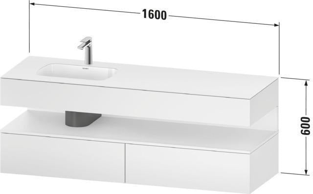 DURAVIT Qatego Einbauwaschtisch mit Konsolenwaschtischunterbau Basalt & Eiche Terra Matt 1600x500x600 mm