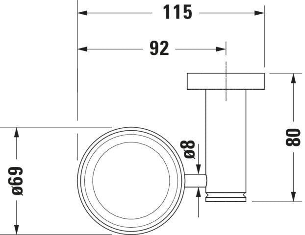 DURAVIT D-Code Glashalter mit Glas links in Chrom – Wandmontage, verchromt, inkl. Befestigungsmaterial