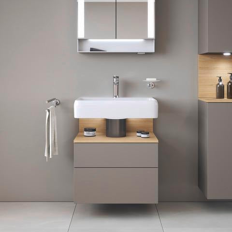 DURAVIT Qatego Waschtischunterbau 590 mm wandhängend, 1 Auszug, weiß Hochglanz, Nische Eiche Schwarz