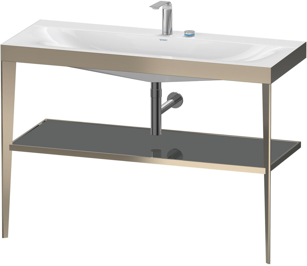 DURAVIT XViu c-bonded Waschtischset 1200 mm in Schwarz Matt mit Metallkonsole und apricot pearl Hochglanz