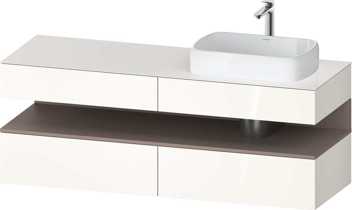 Duravit Qatego Konsolenwaschtischunterbau 1600 mm Weiß Hochglanz mit Eiche Schwarz Nische