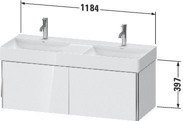 Duravit XSQUARE Waschtischunterbau 1184 mm, 2 Auszüge, weiß matt – für DuraSquare