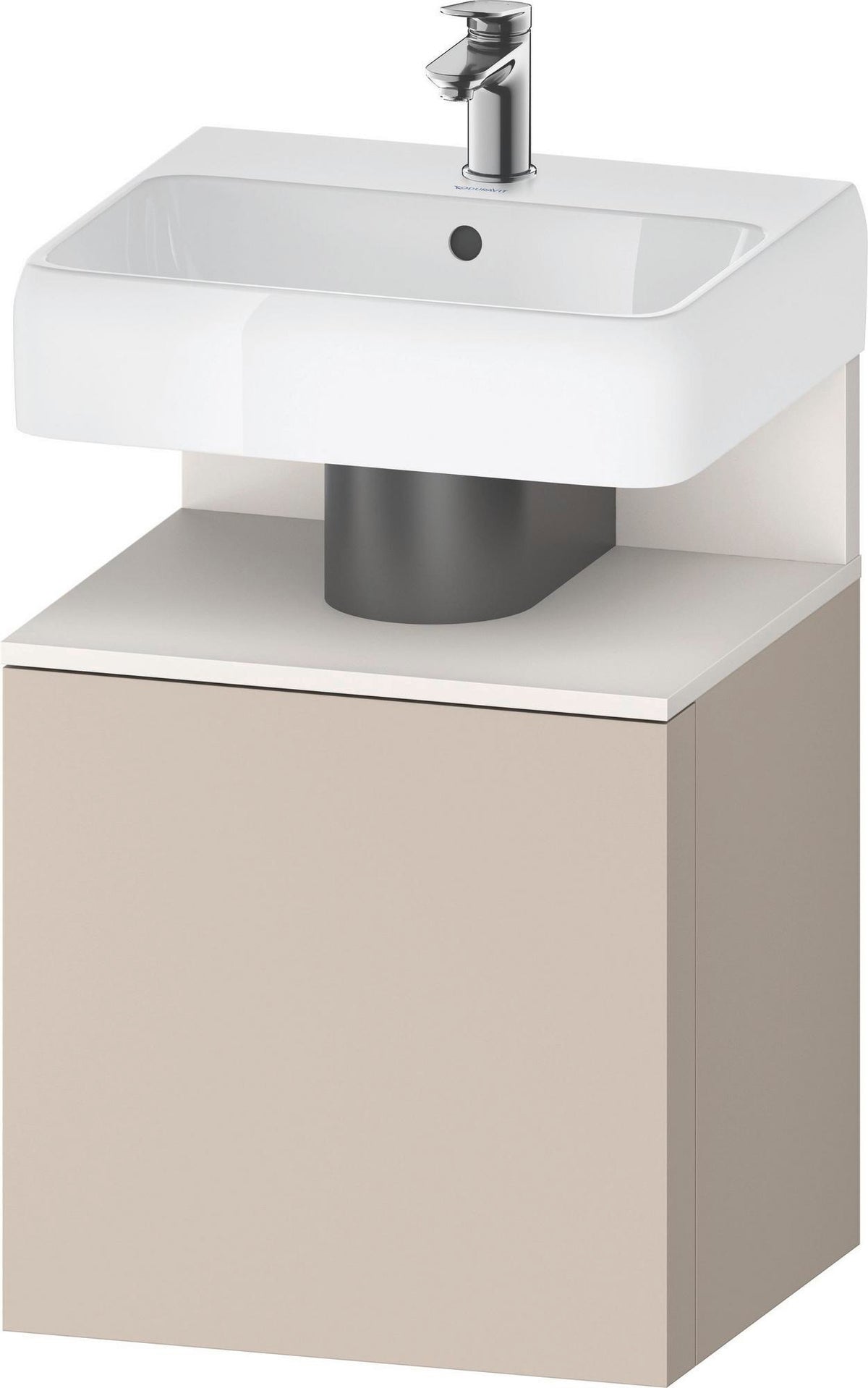 DURAVIT Qatego Waschtischunterbau 490 mm wandhängend, 1 Tür links, Weiß Matt mit Eiche Schwarz Nische