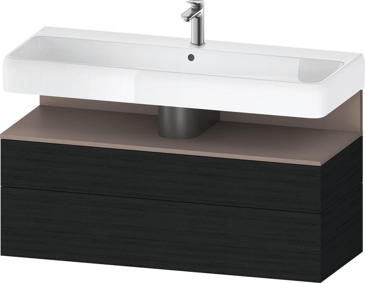 Duravit Qatego Waschtischunterbau 1190 mm – Weiß Matt mit Eiche Schwarz Nische, 1 Auszug, LED