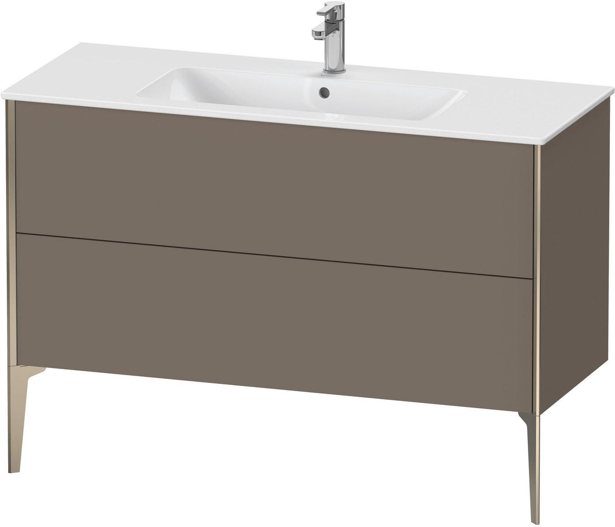 DURAVIT XViu Waschtischunterbau bodenstehend 1210 mm, 2 Auszüge, champagner matt/weiß matt