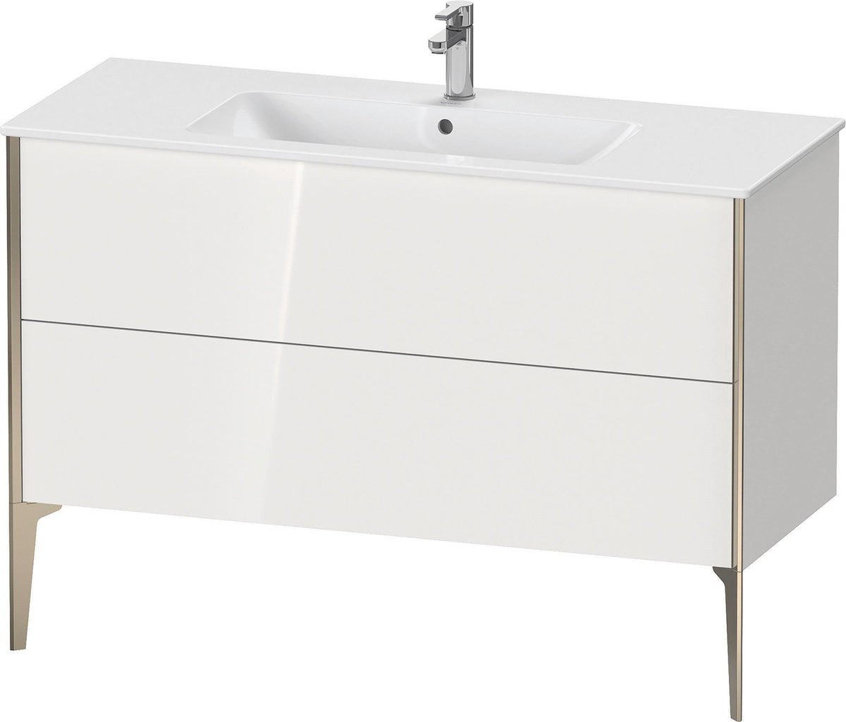 DURAVIT XViu Waschtischunterbau bodenstehend 1210 mm, 2 Auszüge, champagner matt/weiß matt