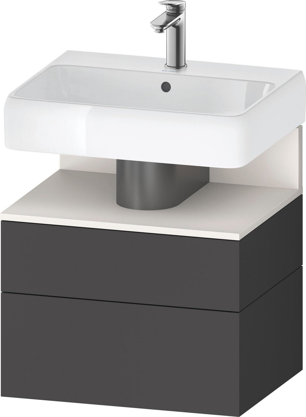 DURAVIT Qatego Waschtischunterbau 590 mm wandhängend, 1 Auszug, weiß Hochglanz, Nische Eiche Schwarz