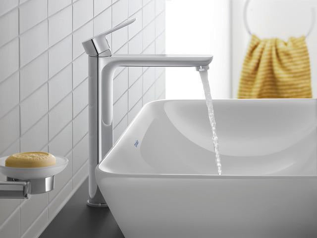 Duravit D-Code Einhebel-Waschtischmischer XL 180 mm, ohne Zugstange, FreshStart, MinusFlow, Schwarz Matt