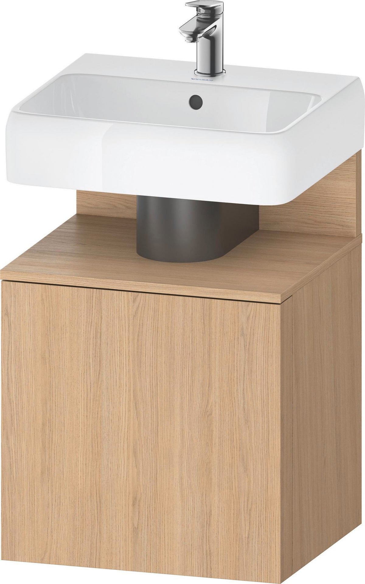 DURAVIT Qatego Waschtischunterbau 490 mm wandhängend, 1 Tür links, Weiß Matt mit Eiche Schwarz Nische