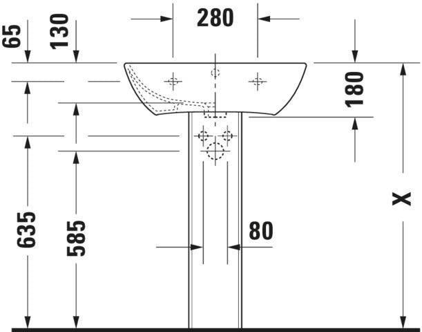 Duravit Waschtisch ME by Starck 600 mm Weiß Seidenmatt mit Überlauf und Hahnlochbank