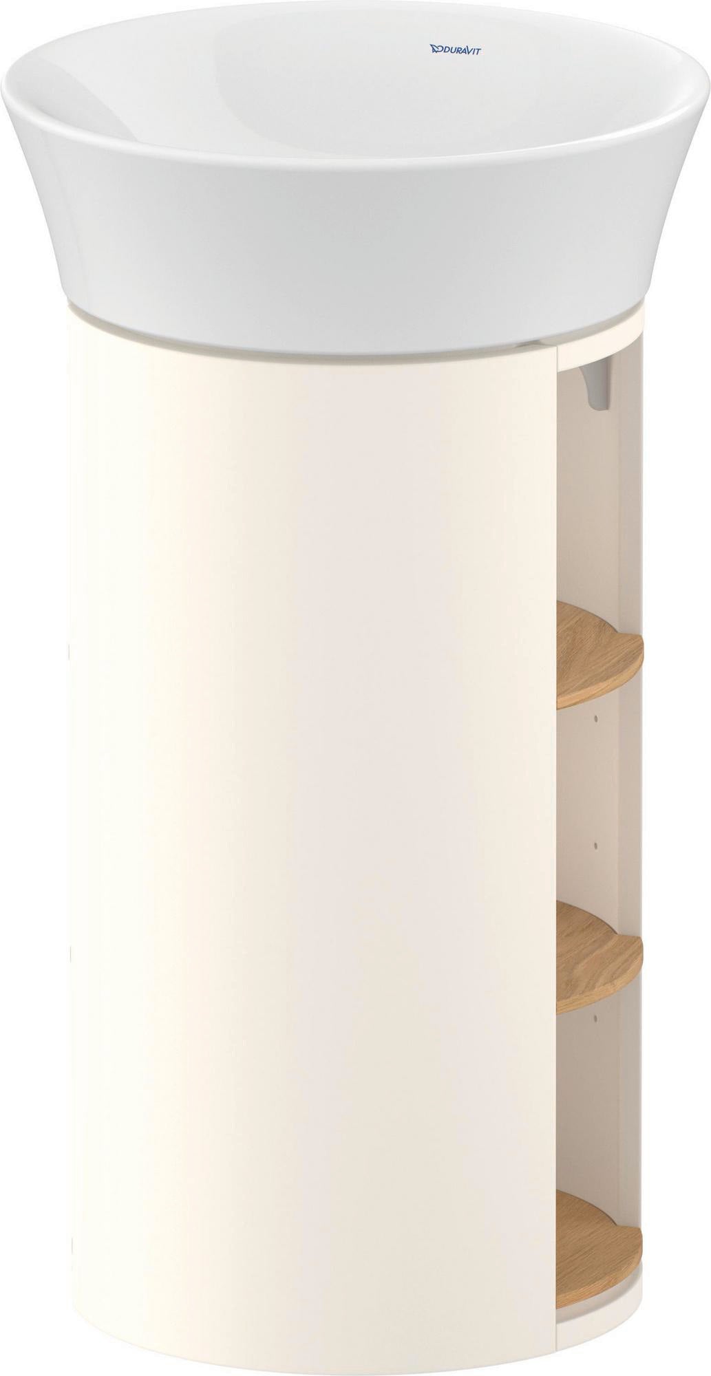 Duravit White Tulip Waschtischunterbau bodenstehend, 410 mm, Amerikanisch Nussbaum / Taupe Hochglanz, 3 offene Fächer, von Philippe Starck