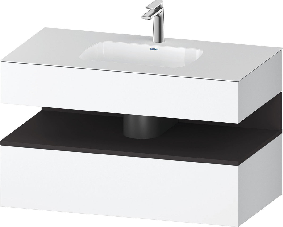 DURAVIT Qatego Einbauwaschtisch mit Konsolenwaschtischunterbau 1000 mm, 1 Auszug, antibakteriell