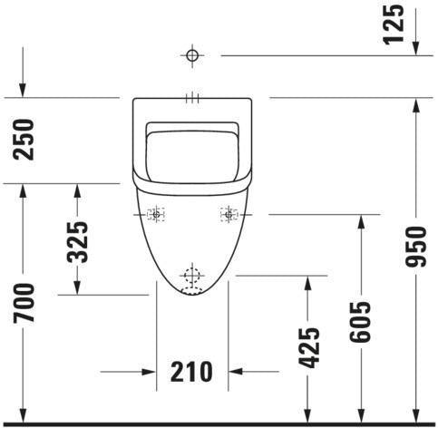 Duravit Urinal STARCK 3 330x350mm von oben, ohne Fliege, weiss, WonderGliss