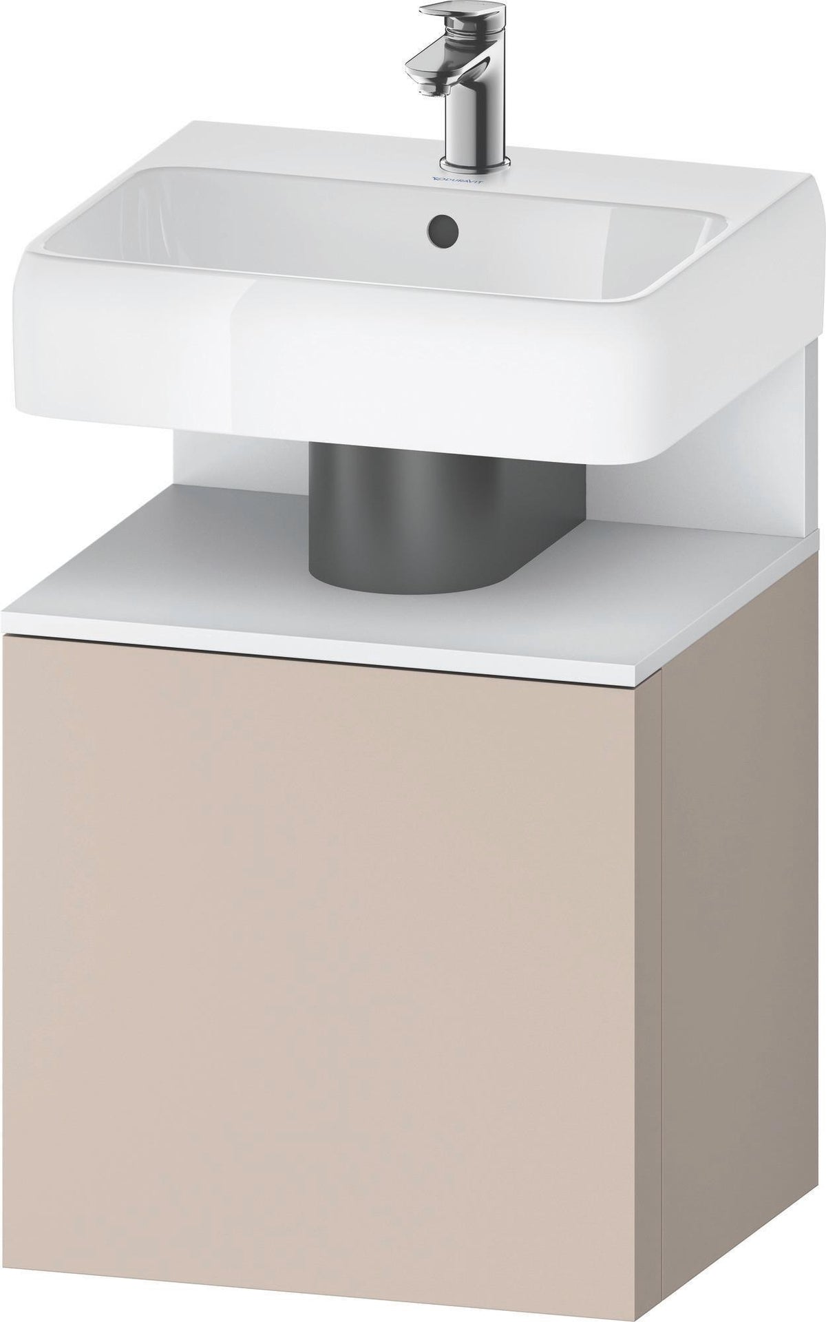 DURAVIT Qatego Waschtischunterbau 490 mm wandhängend, 1 Tür links, Weiß Matt mit Eiche Schwarz Nische