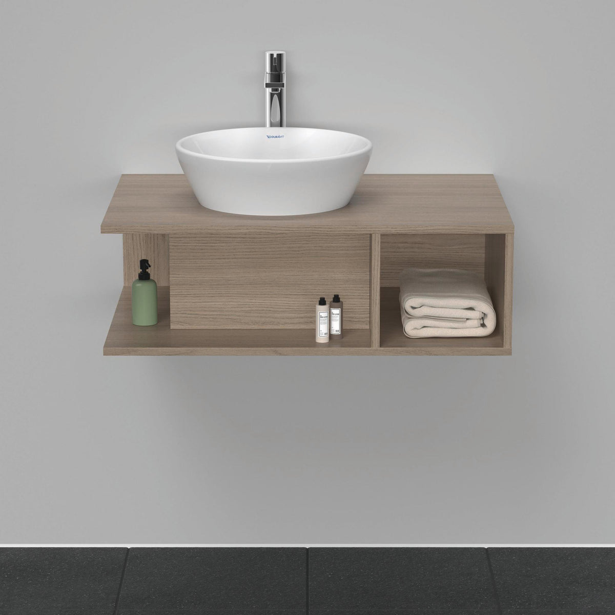 Duravit D-Neo Waschtischunterbau Eiche Terra 800 mm wandhängend mit offenem Fach rechts