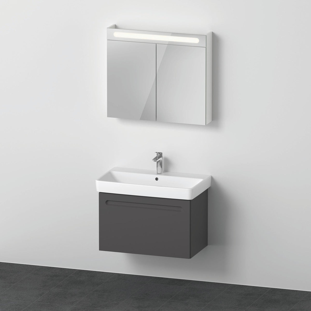 Duravit No.1 Möbel-Set 800x450mm mit Waschtisch, Unterbau & Spiegelschrank – Weiß Matt