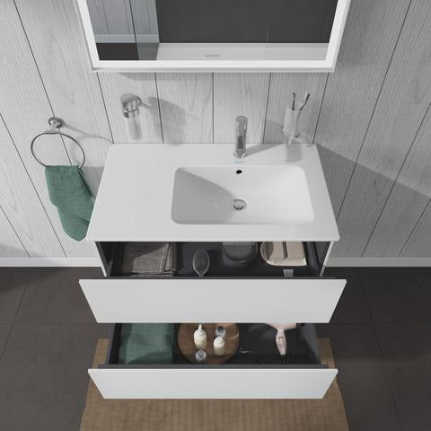 DURAVIT L-Cube Waschtischunterbau 820 mm wandhängend, 2 Schubkästen, Becken rechts, Betongrau Matt